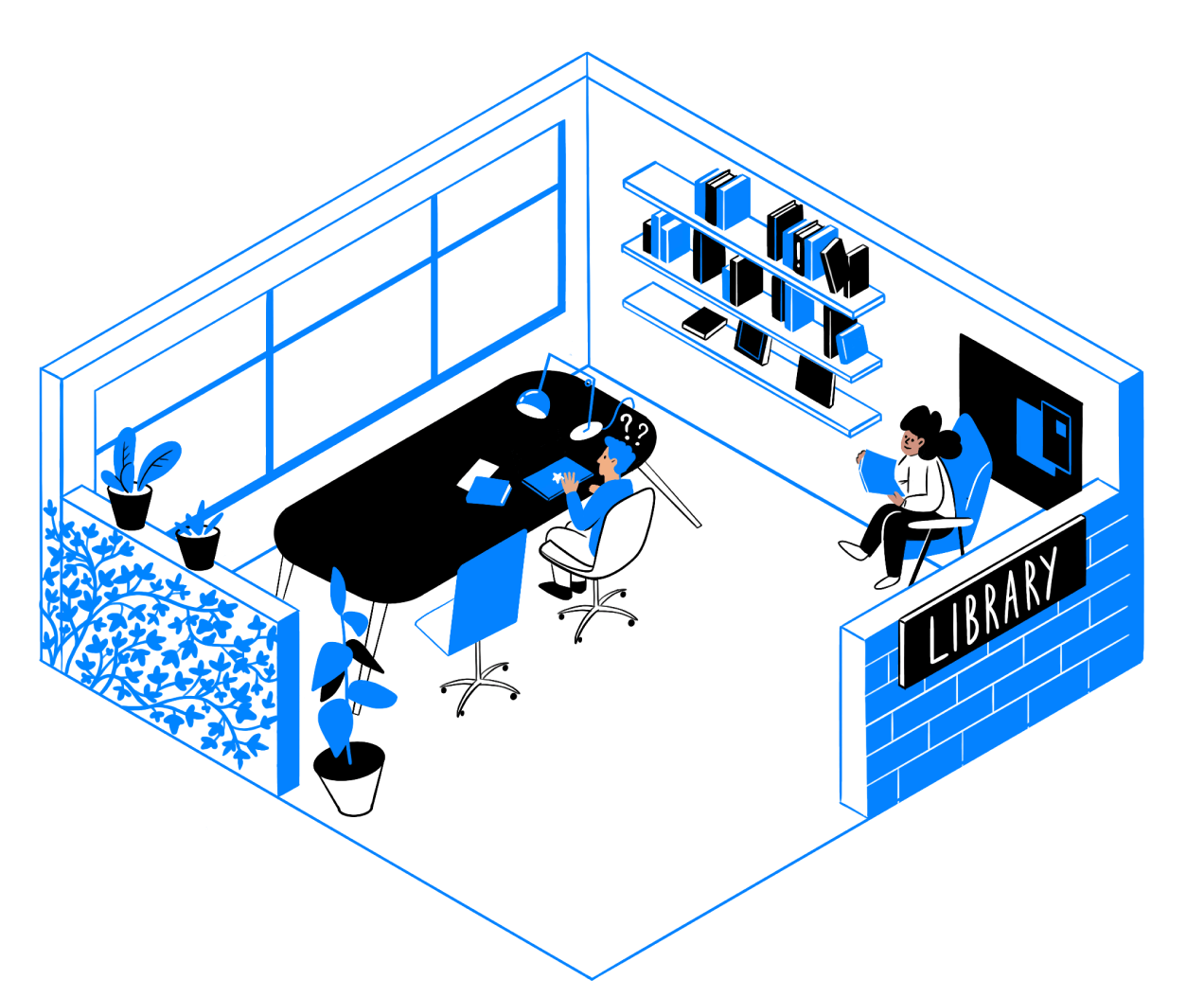 Illustration 'Inside the library